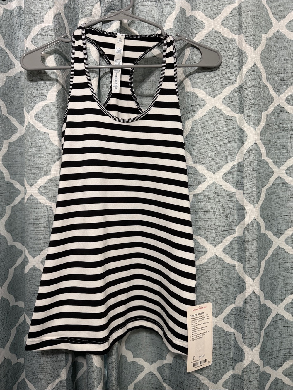 lululemon athletica Black and White Striped Cool Racerback Tank NWT